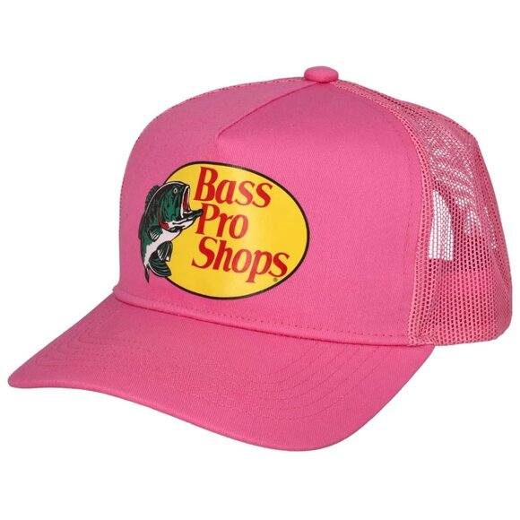 Bass Pro Shops Pink Trucker Hat • Logo Mesh Cap • Adjustable Snapback - Picture 1 of 3